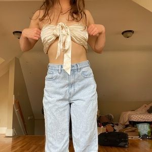 Oh Polly Satin Bandeau Cropped Top